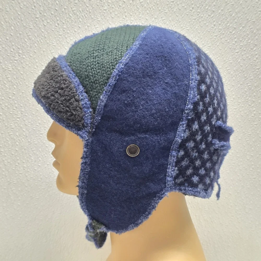 Xob Hats Icebox Bomber Beanie Blue Green Unisex One Size Wool Made In USA